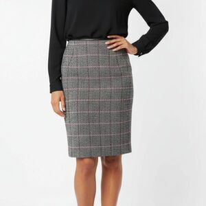 Talbots Black Pink & White Woven Knee Length Skirt NEW 4